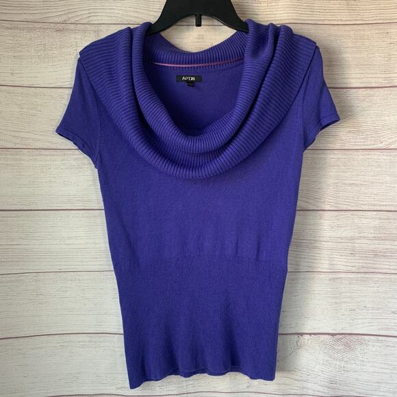 Apt. 9 Purple Cowl Neck Sweater Short Sleeves Fitted Size XS - Picture 2 of 16